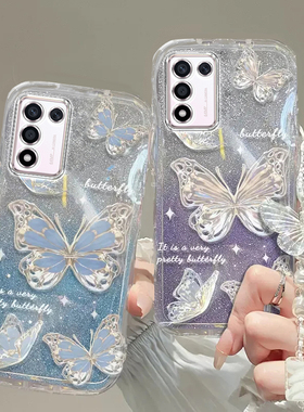 oppok10手机壳k9/x/k7/k3/k1/k9s/pro/k5透明软套全包k10防摔可爱硅胶潮奢华高档蝴蝶手链闪粉