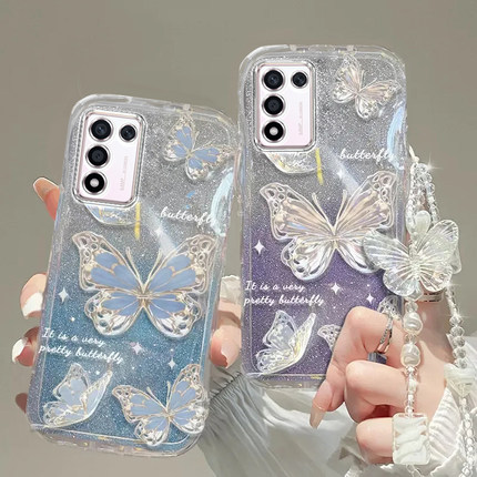 oppok10手机壳k9/x/k7/k3/k1/k9s/pro/k5透明软套全包k10防摔可爱硅胶潮奢华高档蝴蝶手链闪粉