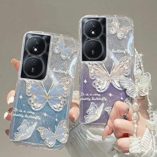 荣耀畅玩50plus手机壳畅玩7透明8A蝴蝶7A套20pro全包20A防摔8c潮奢华40c高档S手链C闪粉30M男40s新60女honor