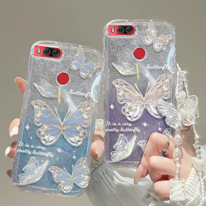 小米5x/5s/5plus手机壳透明软套全包5x/5s/5plus防摔可爱硅胶潮奢华高档蝴蝶手链