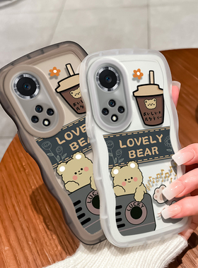 华为Hi nova9手机壳10/8/7/6/se/5/i/pro/4/e/3/2/s透明全包保护套本命新年春节兔年红色大波浪小熊