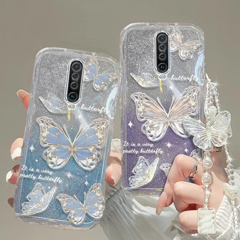 红米K30手机壳红米K20透明K40蝴蝶S套K50全包PRO防摔K60潮K70奢华K80高档E手链9闪粉9A男女10a潮薄款新redmi