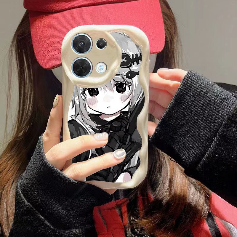防摔硅胶奶油波浪猫耳女孩