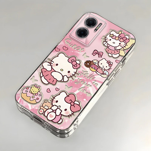 卡通kt猫红米Note11E壳透明22041219C全包防摔男女可爱套外壳