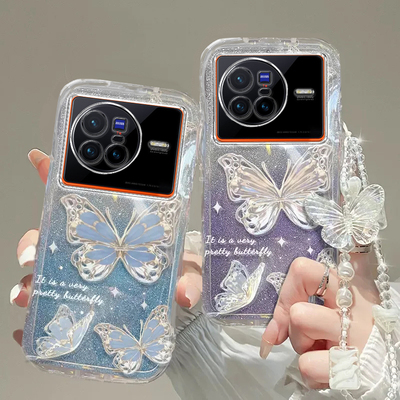 vivo X80手机壳X6透明X7软X9套X20全包X21防摔pro潮X23奢华X100高档X30蝴蝶X50手链X60闪粉X70男X90女vivoX80