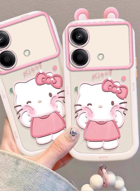 泡芙kt猫红米Note13RPro壳2311FRAFDC情侣全包防摔可爱套外壳