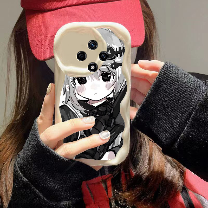 防摔硅胶奶油波浪猫耳女孩
