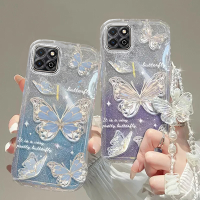 荣耀畅玩20A手机壳畅玩7透明8A蝴蝶7A套20全包20pro防摔30潮M奢华40高档S手链C闪粉50男60 plus女honor