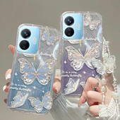 y55s女手机壳透明软套全包防摔潮奢华高档蝴蝶手链闪粉 y97 y77手机壳y78 vivo y85 y10 y67 y32 y53s y76s