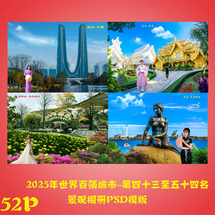 2025年世界百强城市景观相册PSD模板第43至54名风景素材图片设计