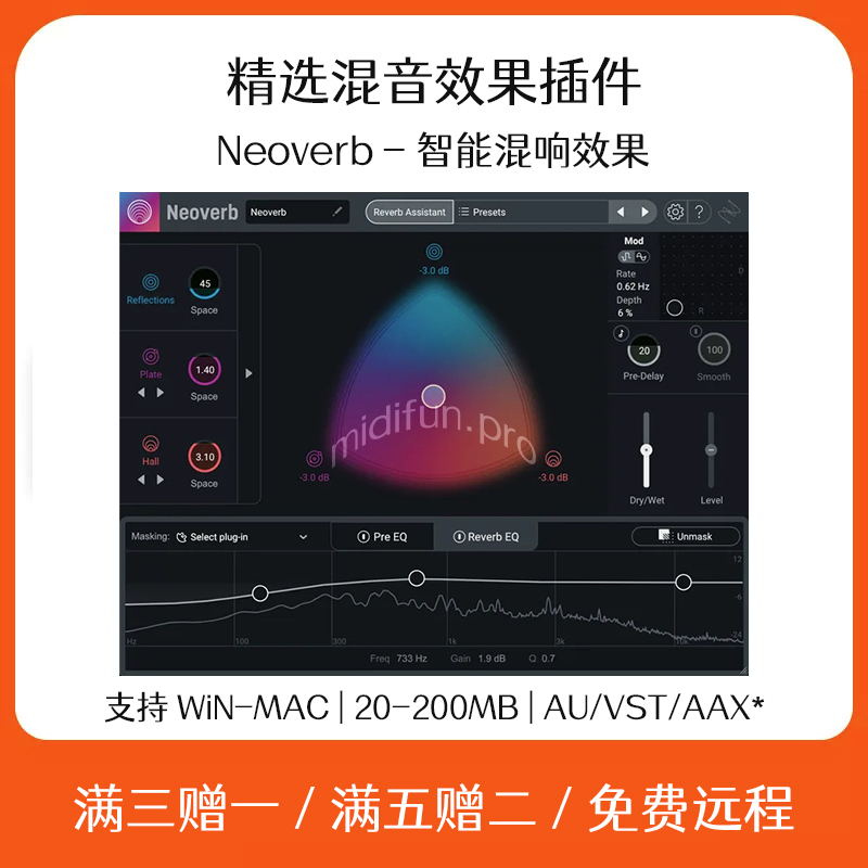 Neoverb 智能混响效果器插件 Cubase Logic Pro 录音软件混音后期