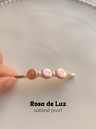 Rosa de Luz原创天然淡水珍珠发夹温柔百搭显白炫彩纽扣珍珠隔片