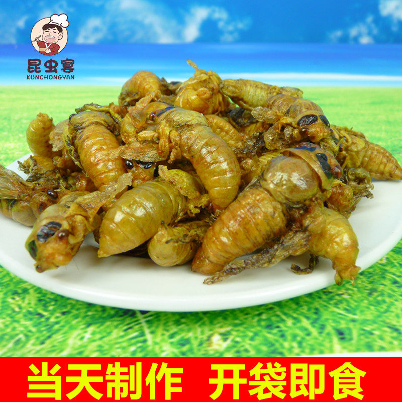 白蝉昆虫宴金蝉刚退款嫩银蝉知了猴炸金蝉食用昆虫零食即食