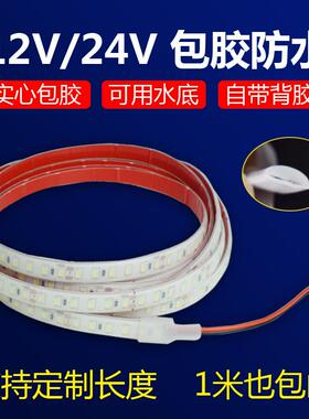 12v灯带24V夜市led灯条防水自粘鱼缸鱼池养鱼灯带专用户外水底下