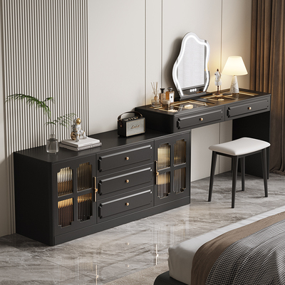 新中式实木烤漆梳妆台斗柜一体