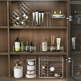 洗手间镜柜收纳盒奶油风浴室柜配件隔板化妆室内抽屉化妆品置物架