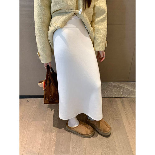 水貂绒针织半身裙女高腰包臀裙