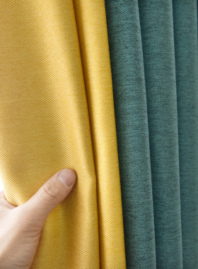 轻奢北欧风简约现代遮光落地窗帘纯色拼色客厅卧室阳台ins墨绿色