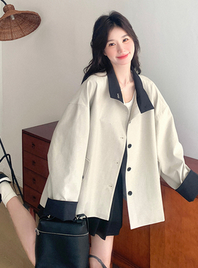 2025拼色领袖口休闲娃娃风风衣短外套w373-P155 K238