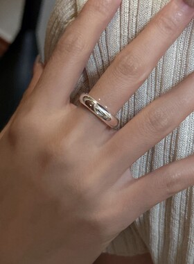 克罗潮925纯银指环光面戒指CHGD唐嫣同款爱心男女尾戒情侣对戒子