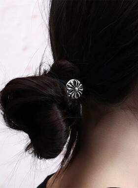 克潮牌罗发圈CH心朋克925纯银发绳男女情侣同款复古发箍发饰发夹