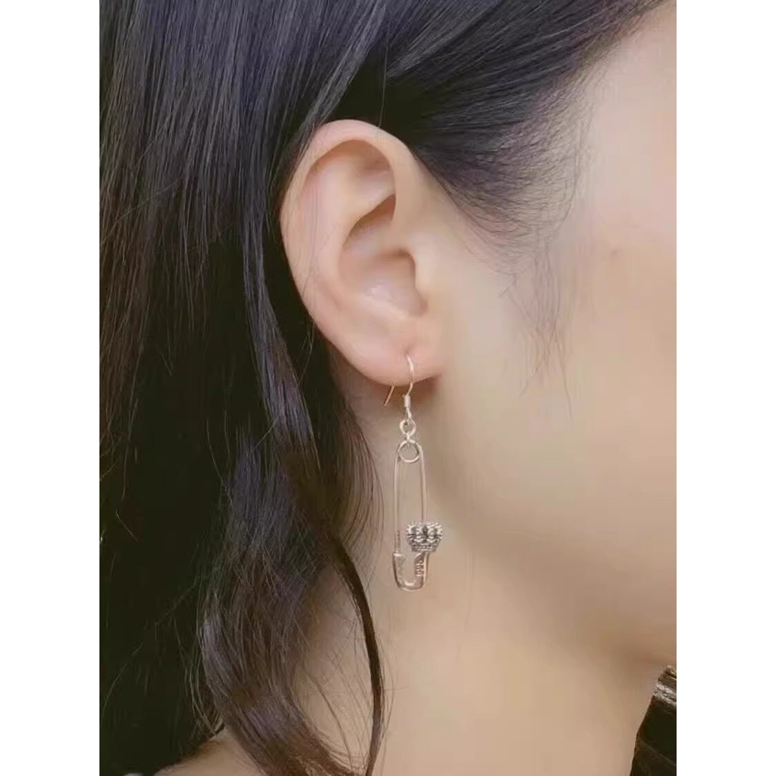潮流克复古ch罗925纯银皇冠爱心十字架耳钉男女同款耳环耳坠耳饰