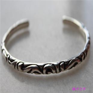 克罗潮欧美潮牌925纯银男女款宫廷花纹手镯心手环网红韦雪GD手链