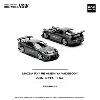 POPRACE 1:64 MAZDA RX7 RE-AMEMIYA GUN METAL 枪灰色 合金车模