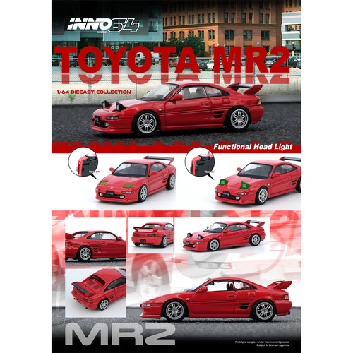 INNO 1:64 TOYOTA MR2 (SW20) Red 红色 仿真合金汽车模型