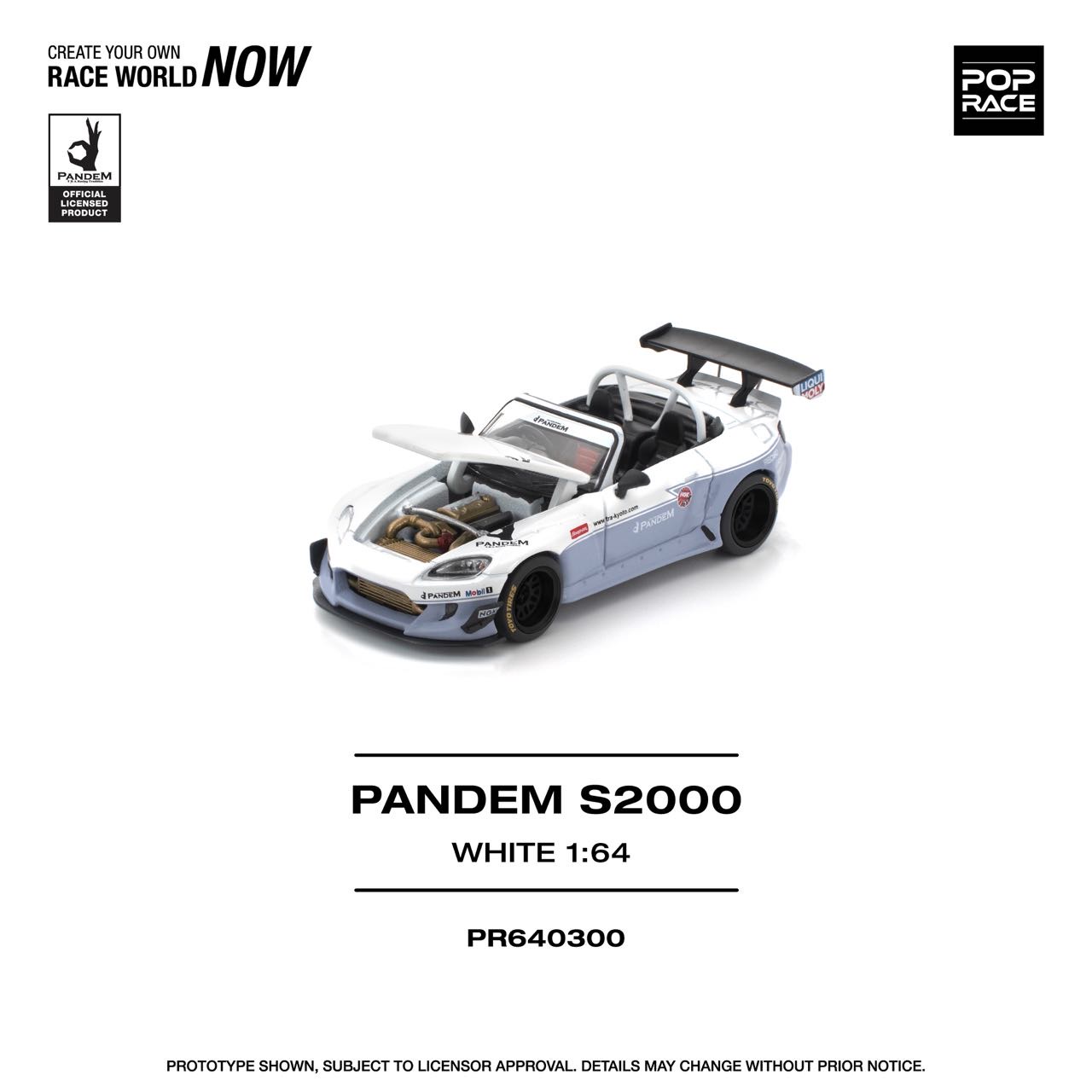 POPRACE 1:64 PANDEM S2000 WHITE NEW TOOLING 白色 合金车模