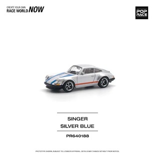 POPRACE 1:64 SINGER SILVER/BLUE 仿真 合金 汽车模型