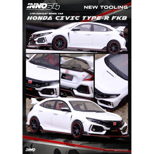INNO 1:64 HONDA CIVIC TYPR-R (FK8) White 仿真合金汽车模型