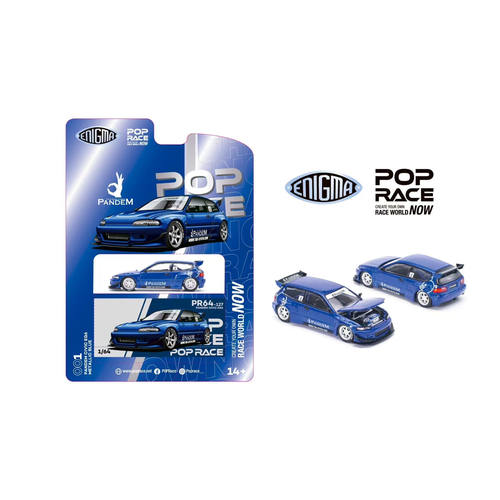 POPRACE 1:64 Honda Pandem Civic EG6 v1.5 Metallic Blue 车模