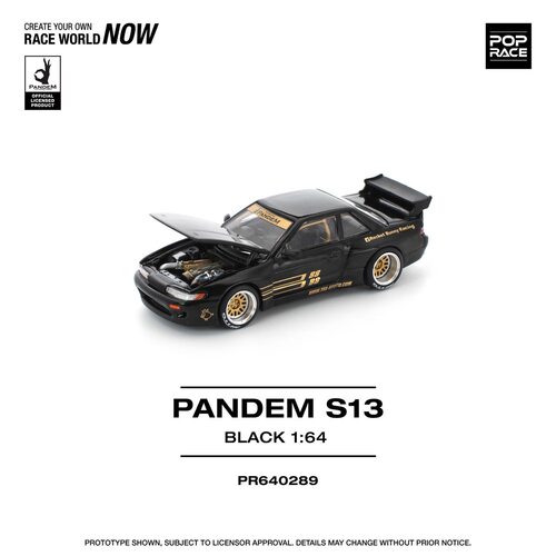 POPRACE 1:64 PANDEM SILVIA S13 - BLACK -黑色 仿真 合金车模