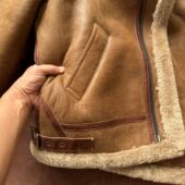 美式 复古原生态皮毛一体男加厚真皮皮衣B3保暖飞行服夹克机车外套