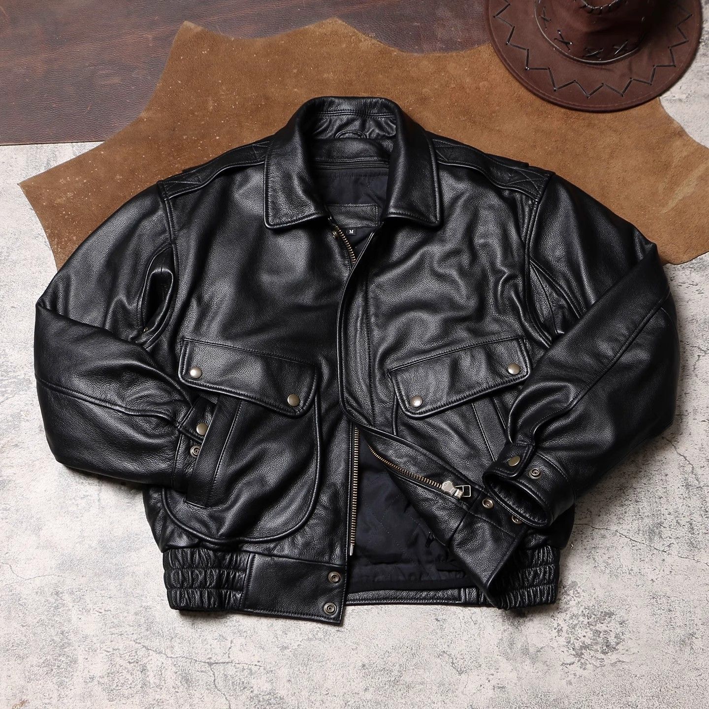 秋冬港风男皮夹克加棉脱卸内胆美式复古真皮外套头层牛皮宽松皮衣