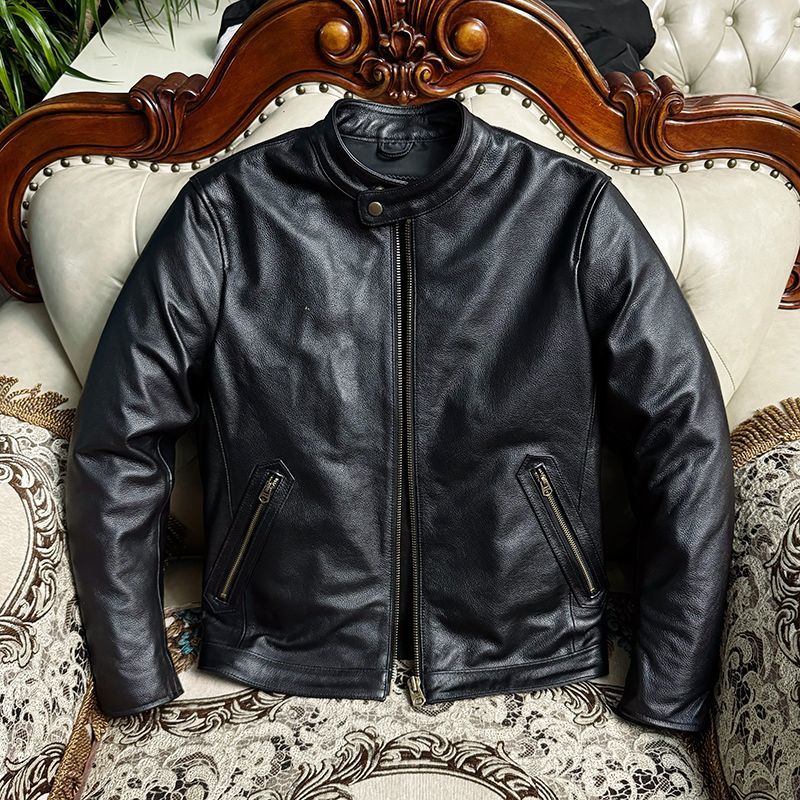 头层捡漏牛皮皮夹克皮衣夹克修身真皮立领短款机车男士外套休闲