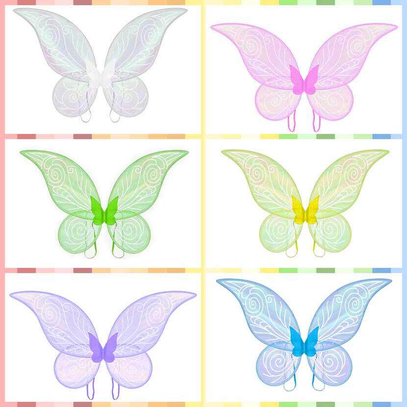 新款亮光儿童炫彩昆虫天使蝴蝶翅膀花仙子精灵翅膀三件套