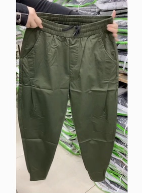 夏季薄款透气男士宽松舒适百搭帅气休闲裤布袋裤军绿色束脚哈伦裤