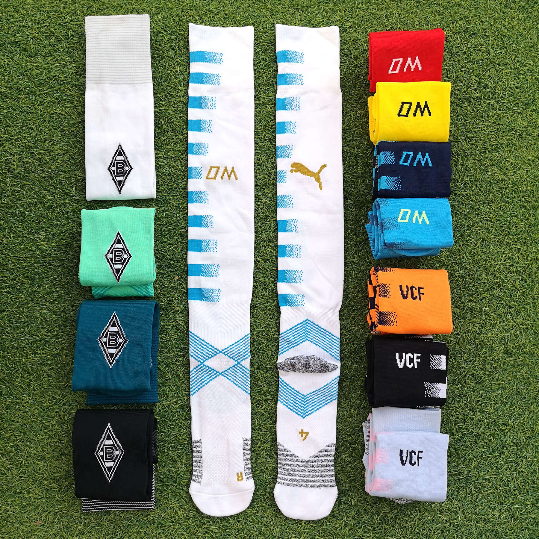 门兴/马赛/瓦伦西亚俱乐部球员版grip凯夫拉防滑过膝长筒足球袜