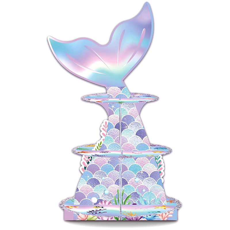 小美人鱼甜品台摆件海洋主题展示架子蛋糕架欧式立体摆台蛋糕装饰