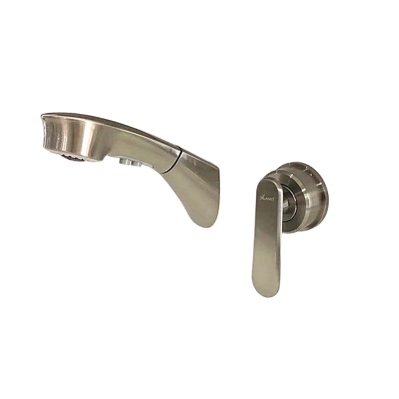 枪色拉丝可抽拉立面单把面盆笼头组合混合水阀抽拉管出水口