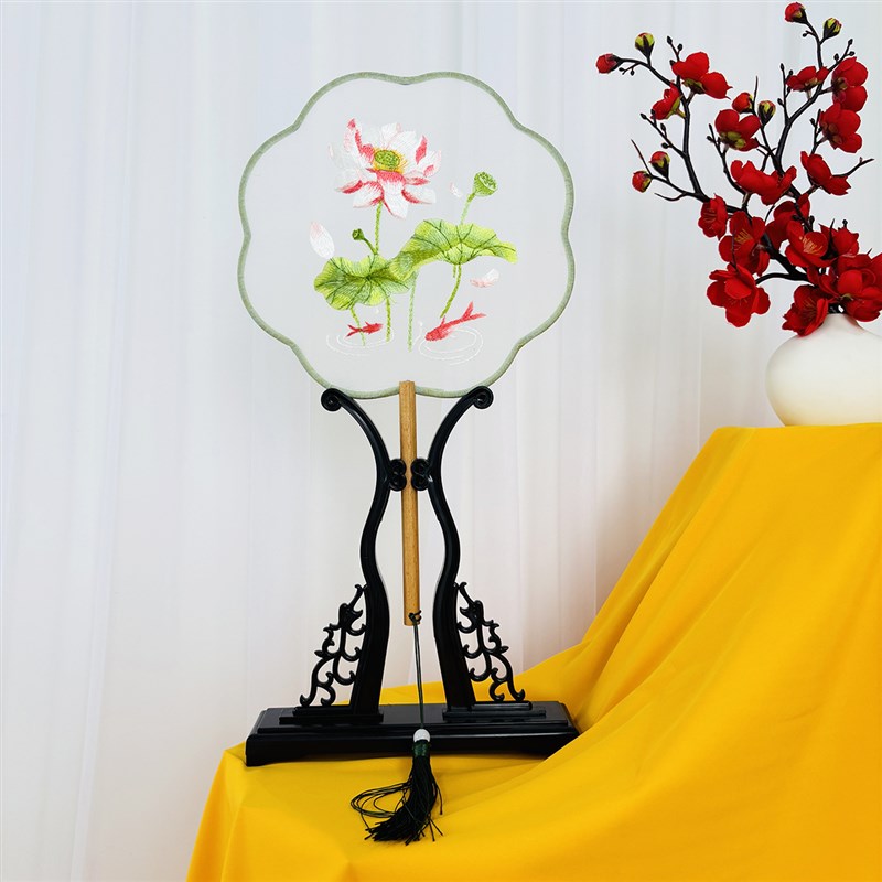 中式半透明团扇圆扇古风扇子展示架摆台幼儿园环创甜品台桌面装饰