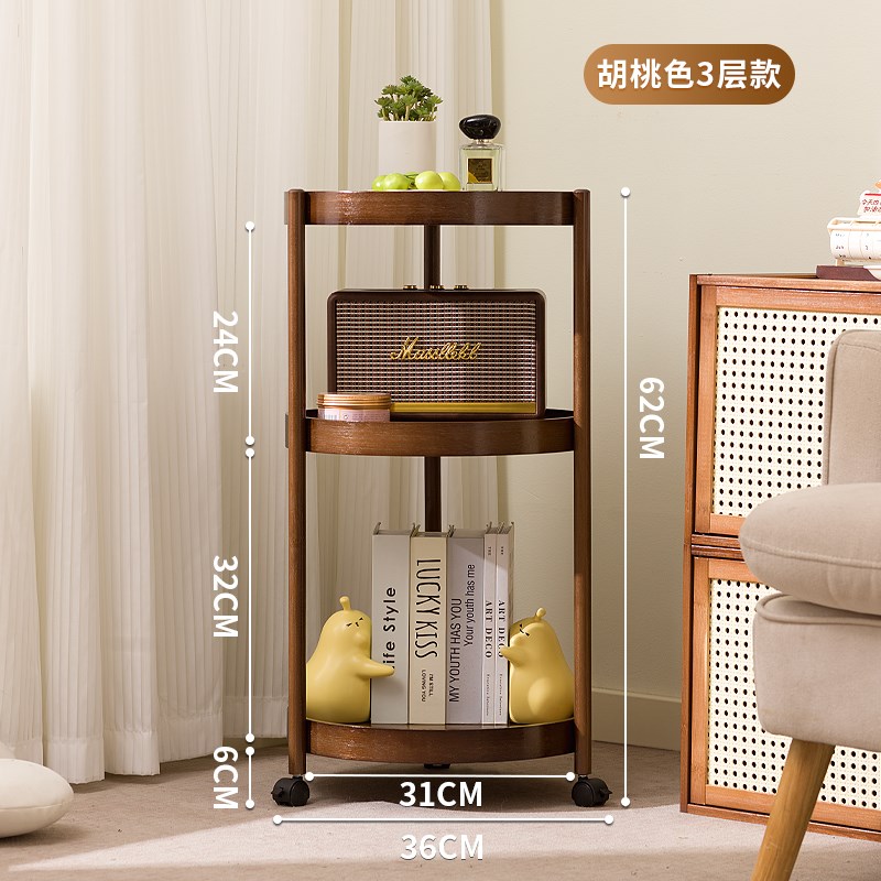 移动小推车中古茶几沙发侧边柜桌子复古小型床头柜带轮多层置物架