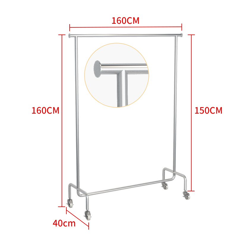 服装店中岛展示架女装店不锈钢货架衣服架子落地式移动挂衣杆带轮