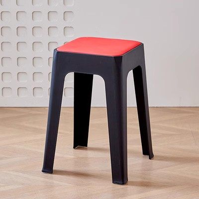 网红软包方形凳子升级加厚可叠放塑料餐边凳时尚家用高凳化妆凳子,住宅家具,风车凳,淘宝优惠券,粉丝福利购,淘宝优惠卷