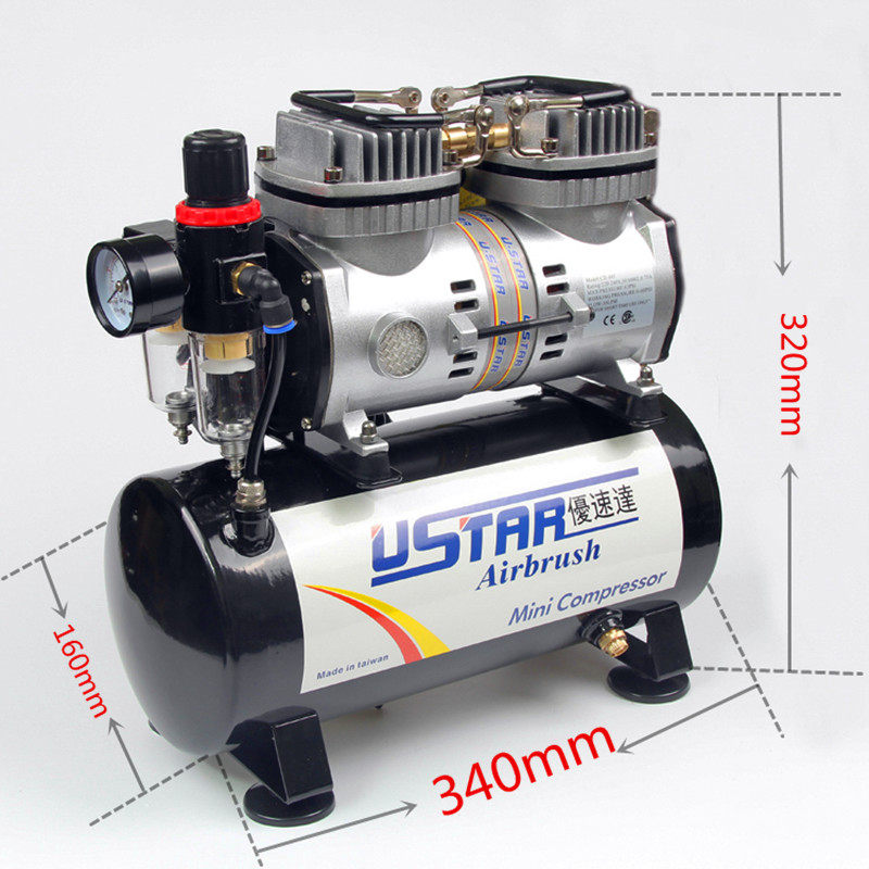 优速达静音220V模型馍馍上色画画喷笔601G气泵瓷砖修补空压机套装