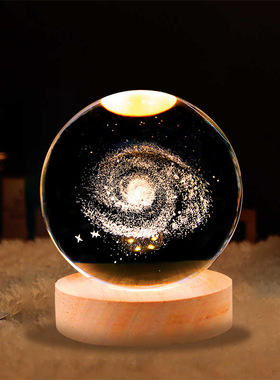 生日快乐可发光星空灯水晶球桌面小夜灯投影氛围灯装饰品摆件礼物