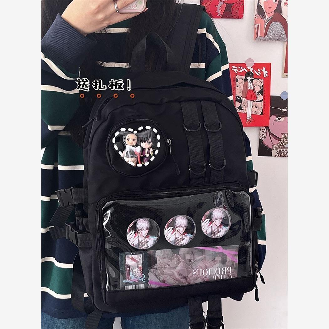 日系简约百搭大容量学生chic双肩背包吧唧徽章痛包娃包JK可爱书包
