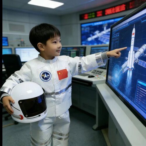 男童环保服装儿童环保时装秀创意宇航员太空服幼儿亲子走秀衣服